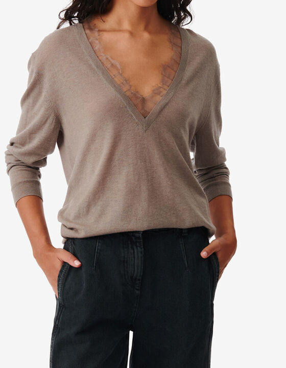 HABY LACE V-NECK SWEATER